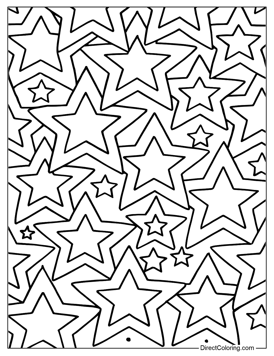Coloring page with many interlaced star patterns, delicately repeating shapes